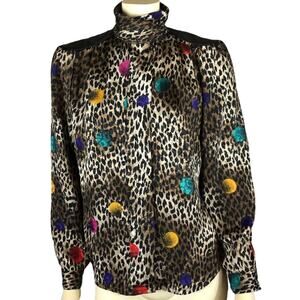 Vintage Mob Wife Nicola Animal prints and polkadot blouse size 8